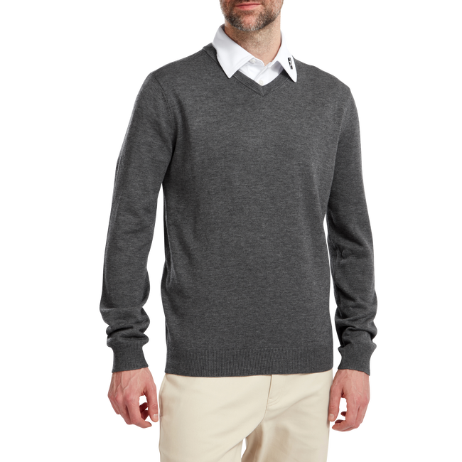 Wollmischpullover mit V-Kragen