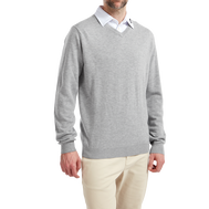 Pullover Col V Mélange de Laine
