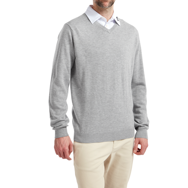 Pullover Col V Mélange de Laine