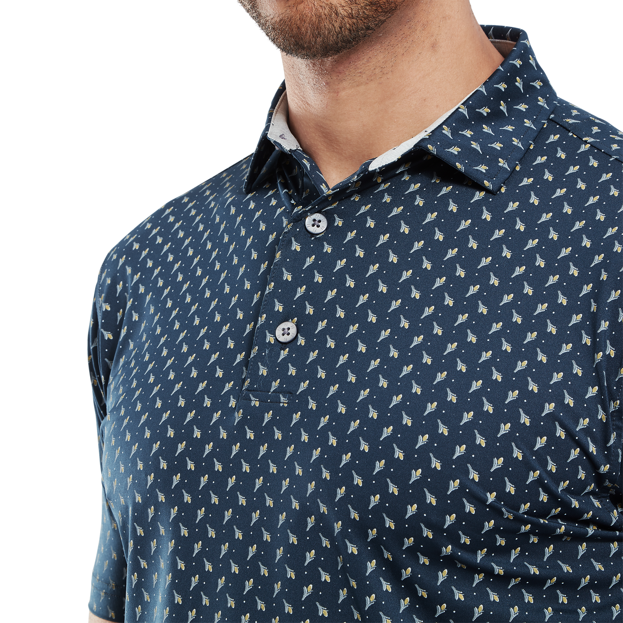 Polo en fil d'Ecosse imprim&eacute; bourgeon