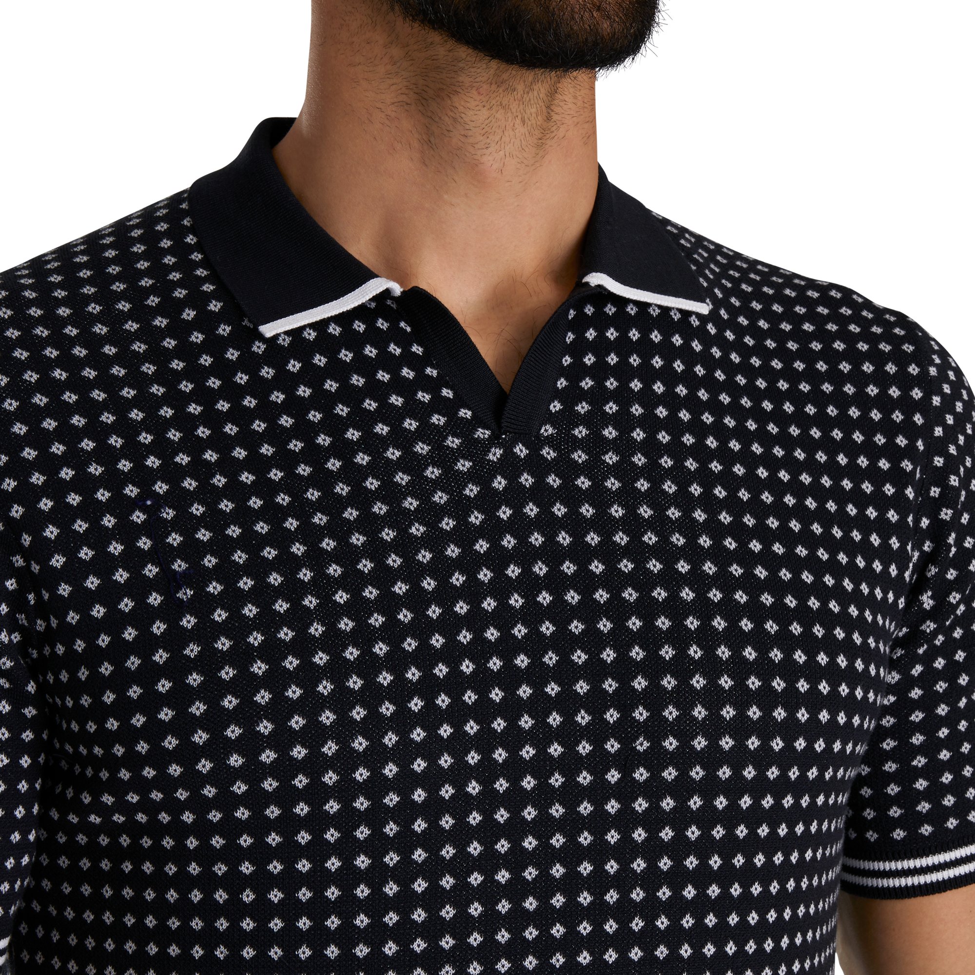 Todd Snyder Short Sleeve Geo Johnny Collar Pullover