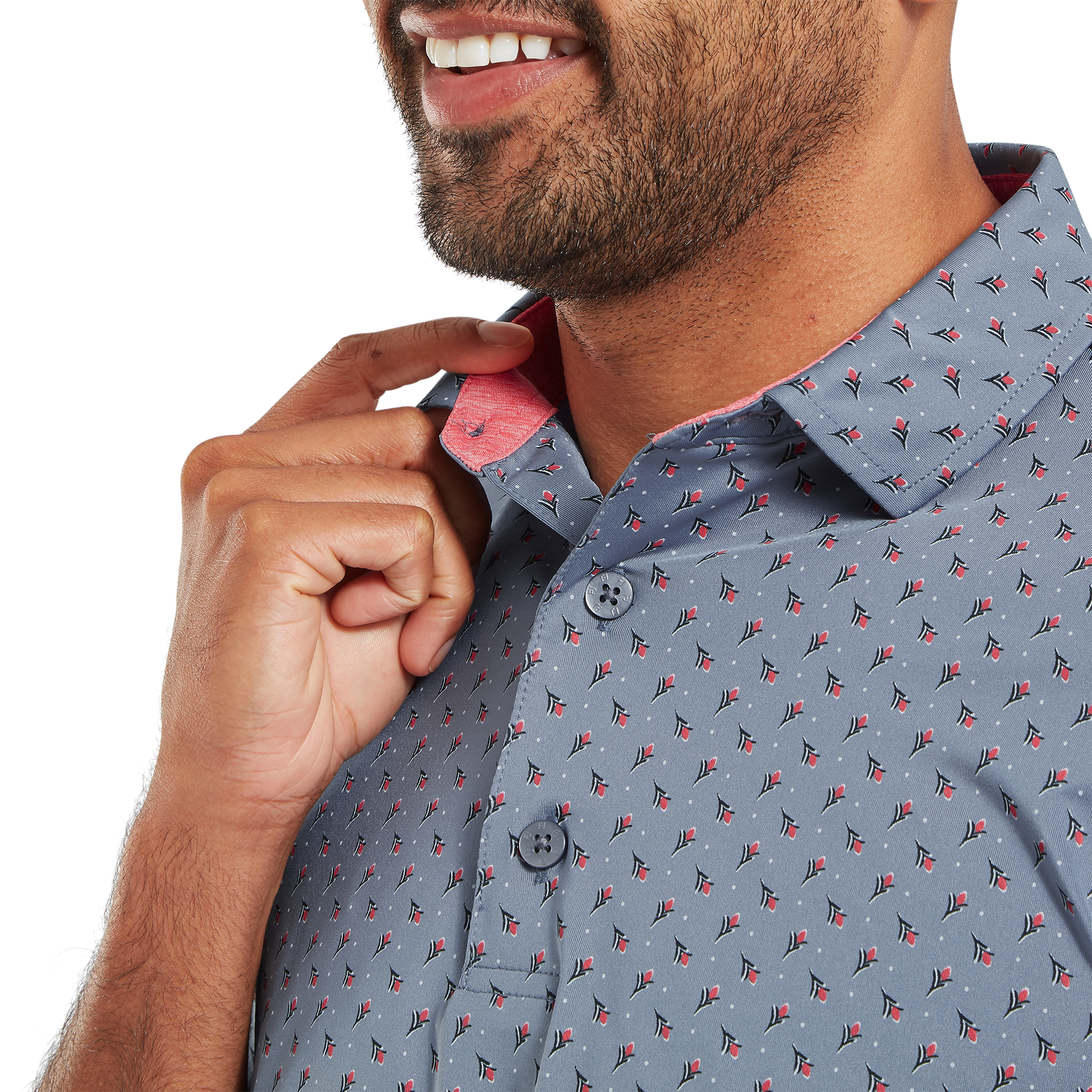 Polo en fil d'Ecosse imprim&eacute; bourgeon