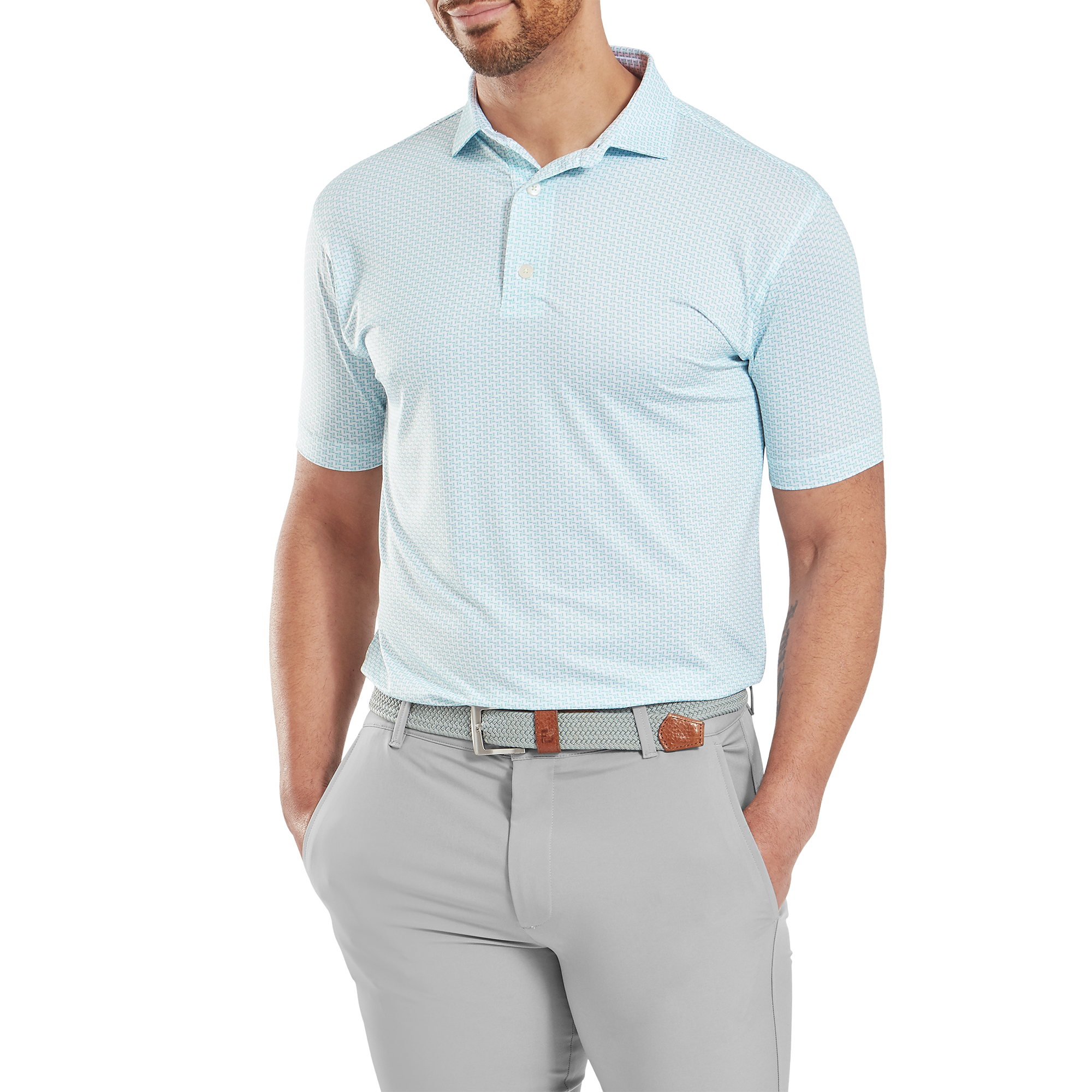 Polo en fil d'Ecosse imprim&eacute; pied de poule