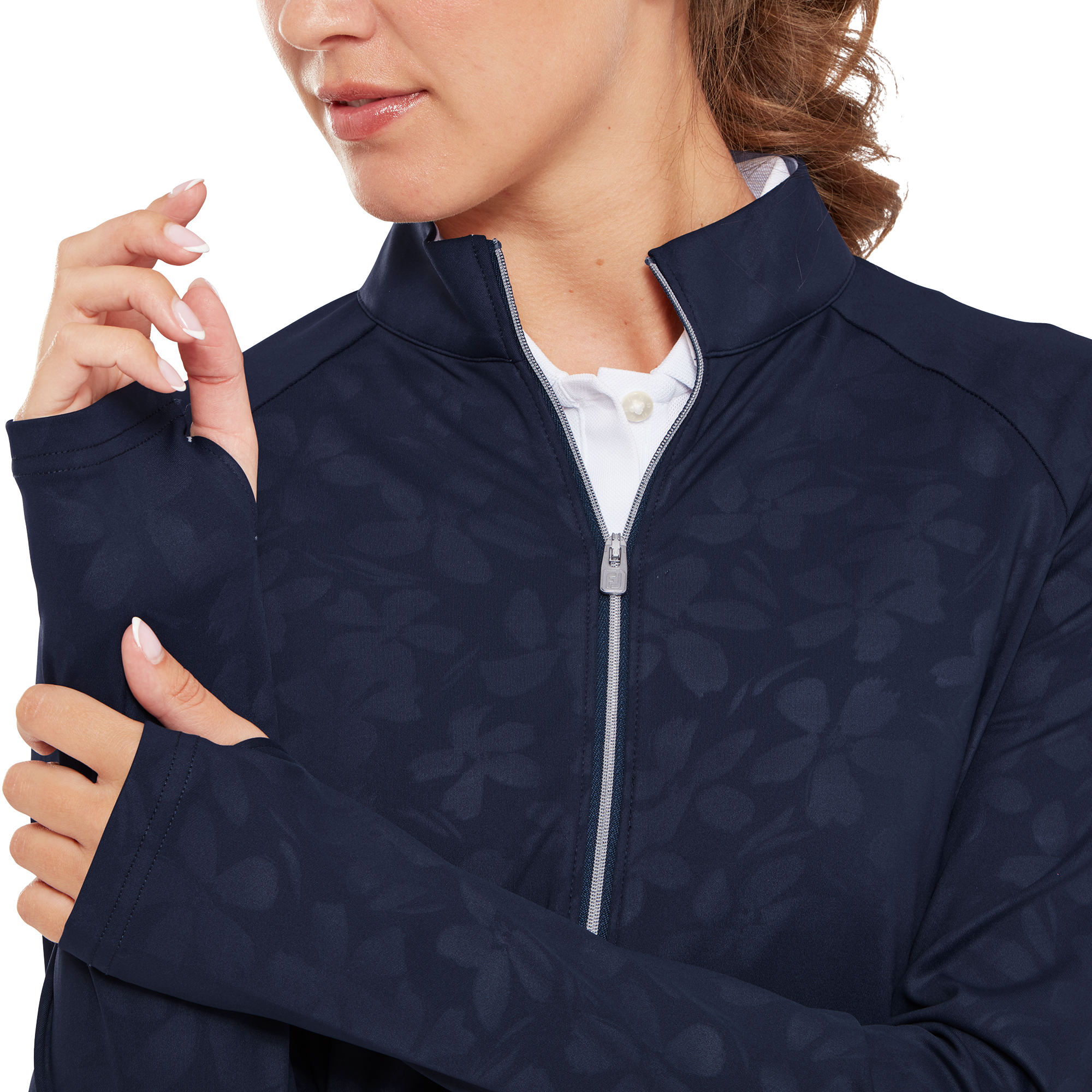 Pullover zipp&eacute; avec imprim&eacute; Floral textur&eacute;