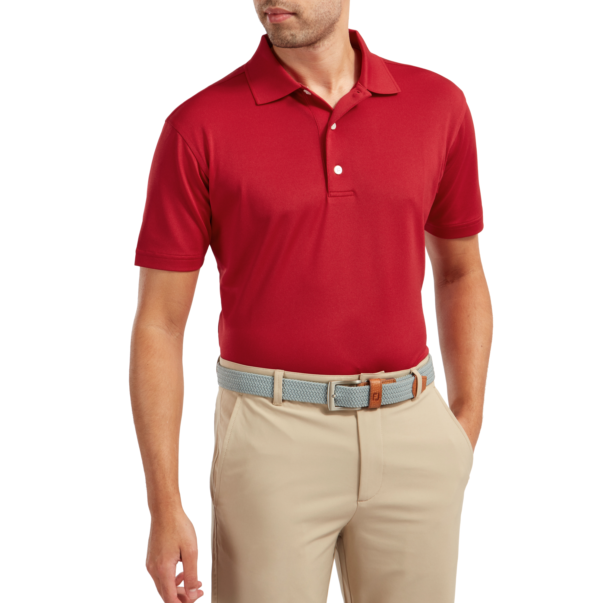 Stretch Piqu&eacute; mit Rippenstrick-Kragen, Uni