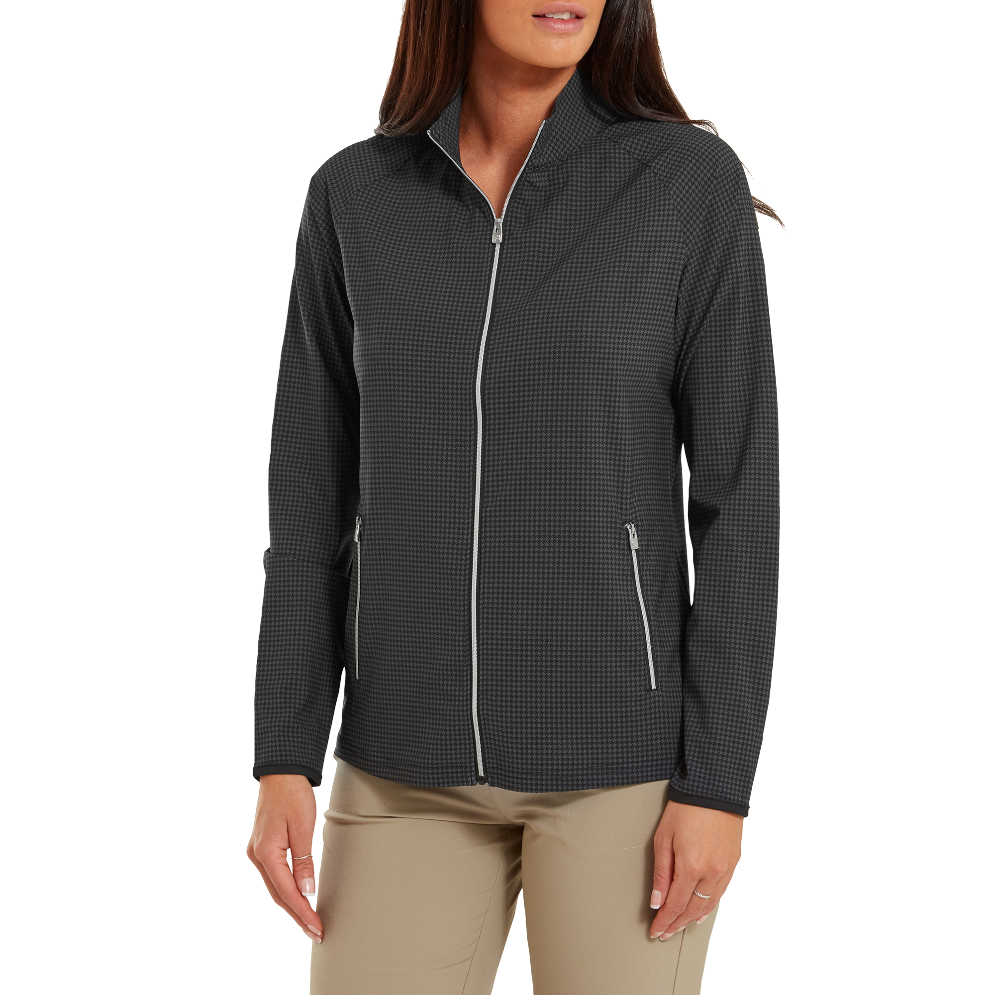 Gewebte Jacke mit Hahnentritt Print