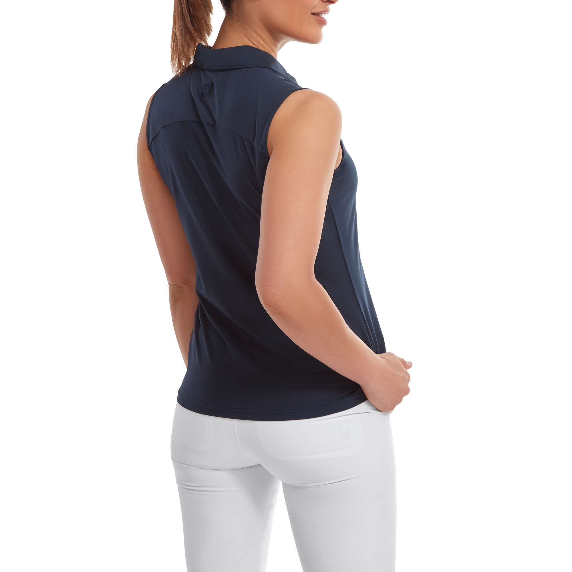 Polo en Fil d'Ecosse sans manche avec dos en maille