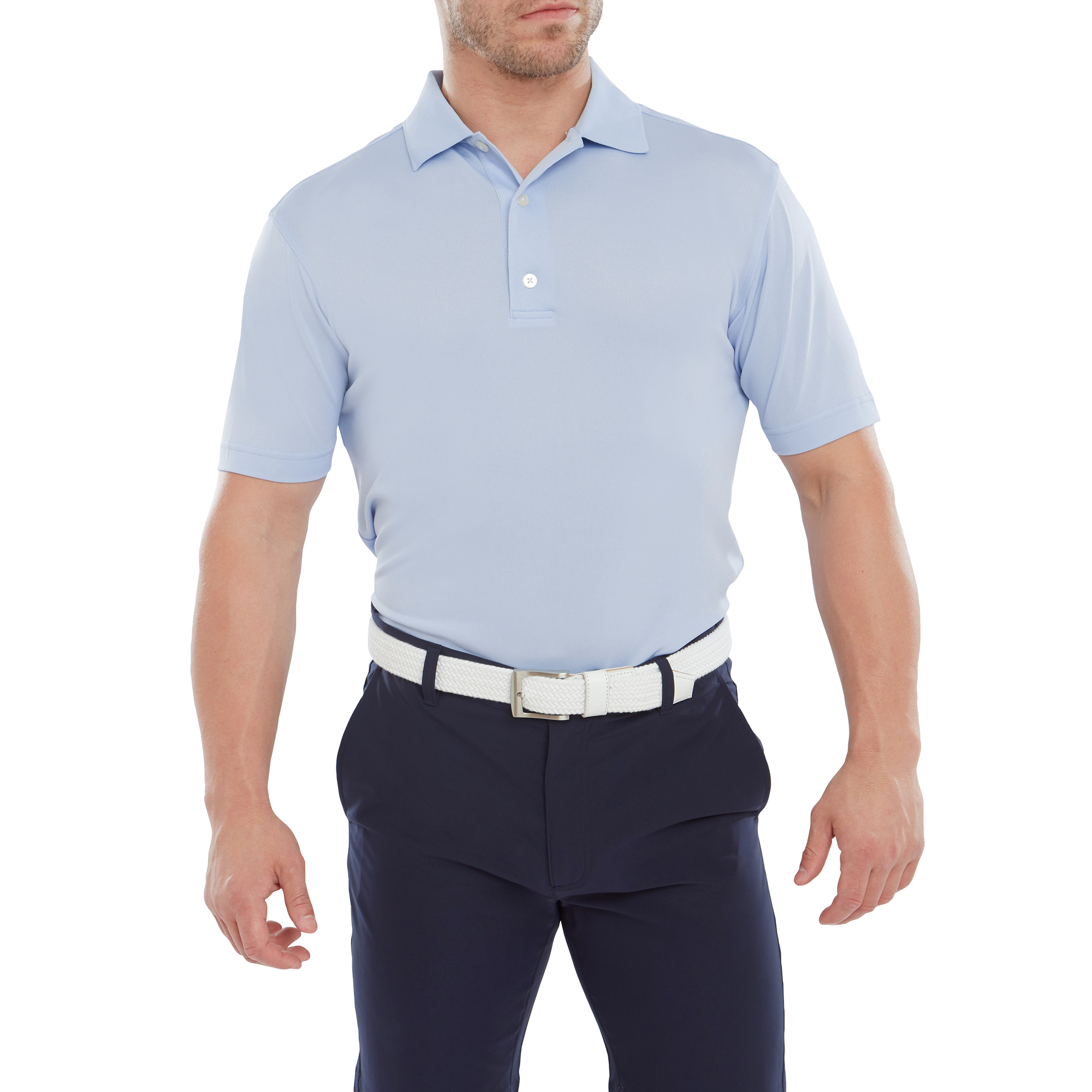 Stretch Piqu&eacute; mit Rippenstrick-Kragen, Uni