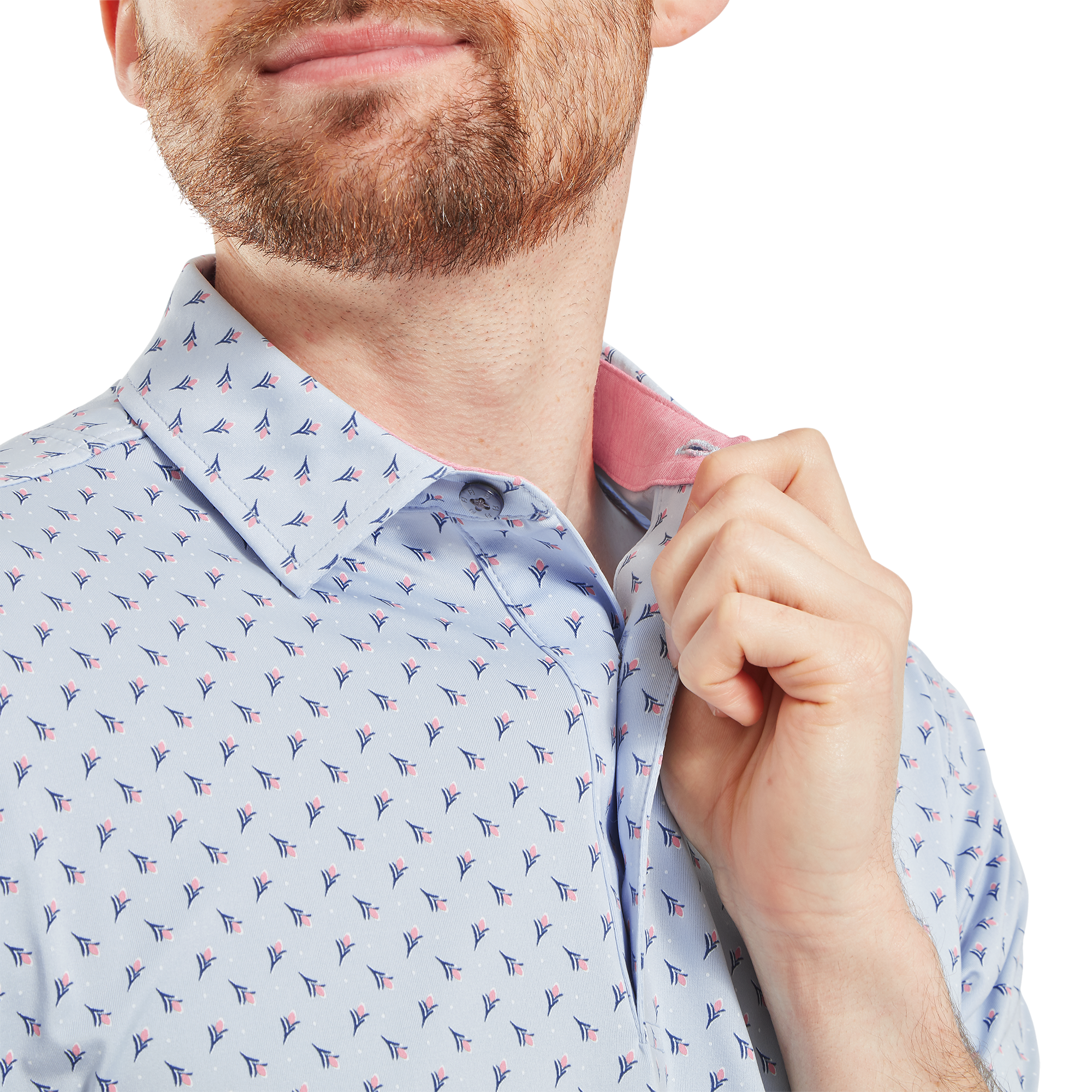 Polo en fil d'Ecosse imprim&eacute; bourgeon