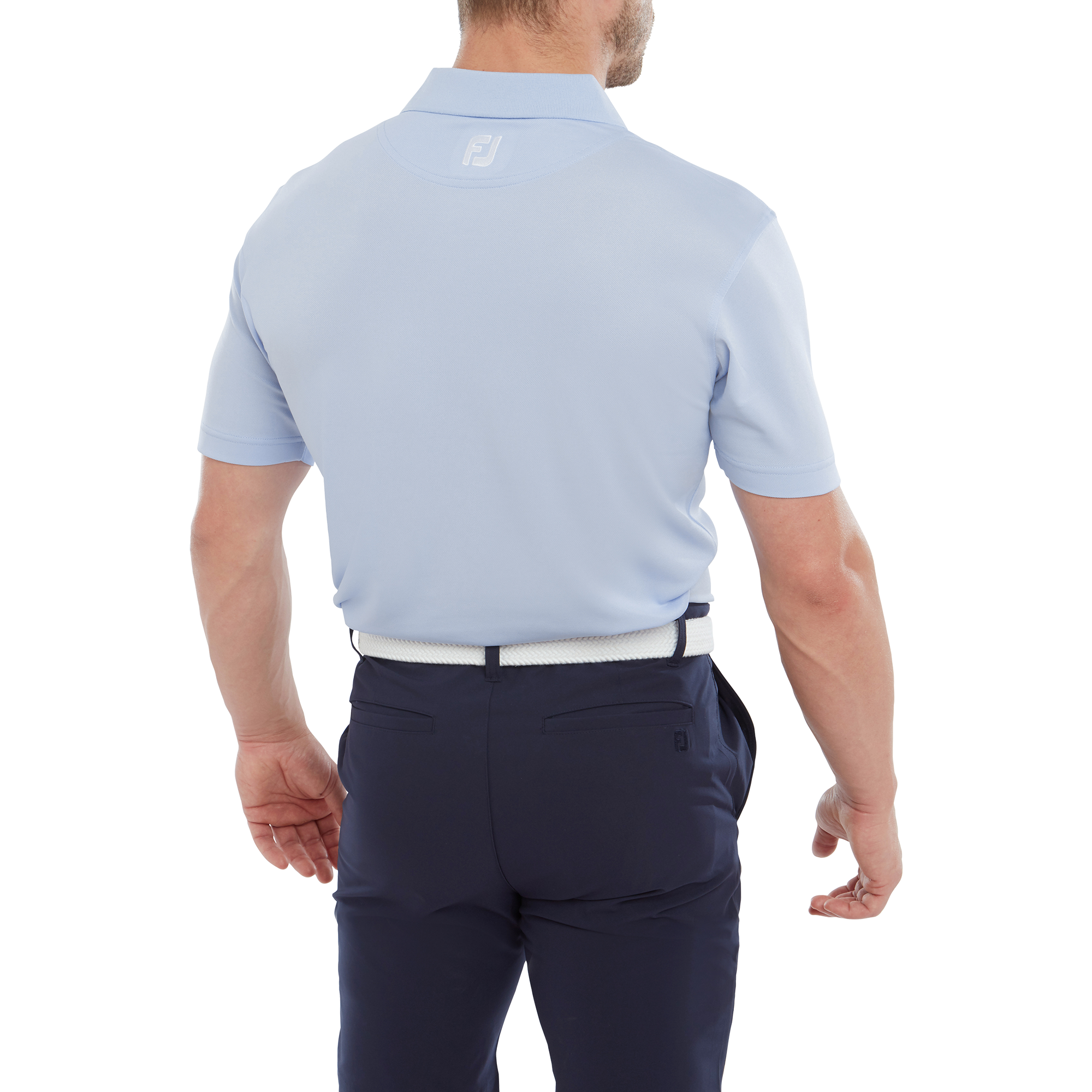 Stretch Piqu&eacute; mit Rippenstrick-Kragen, Uni