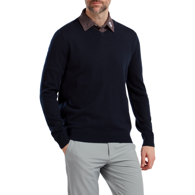 Pullover Col V Mélange de Laine