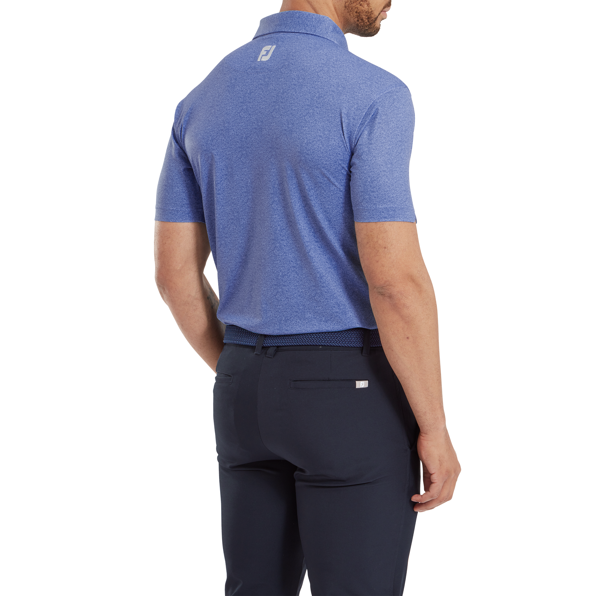 Piqu&eacute; mit Texturdruck und Fallschirmbesatz