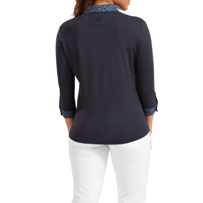 Women&#39;s 3/4 Sleeve Pique with Printed Trim