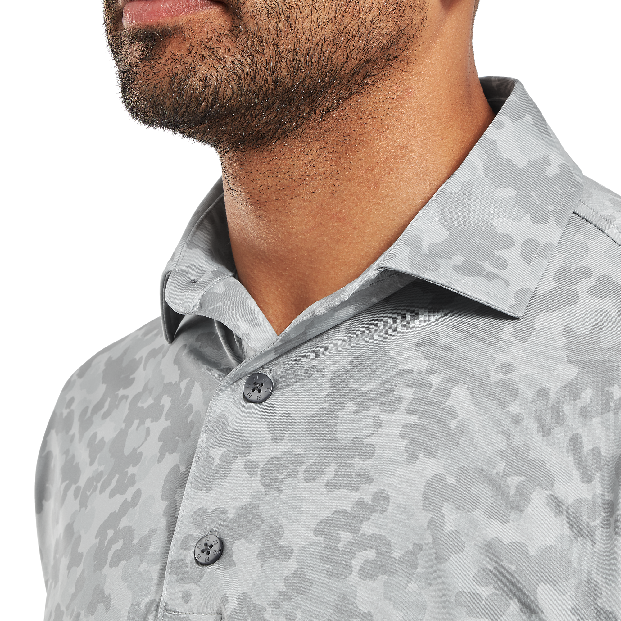 Polo en fil d'Ecosse imprim&eacute; camouflage