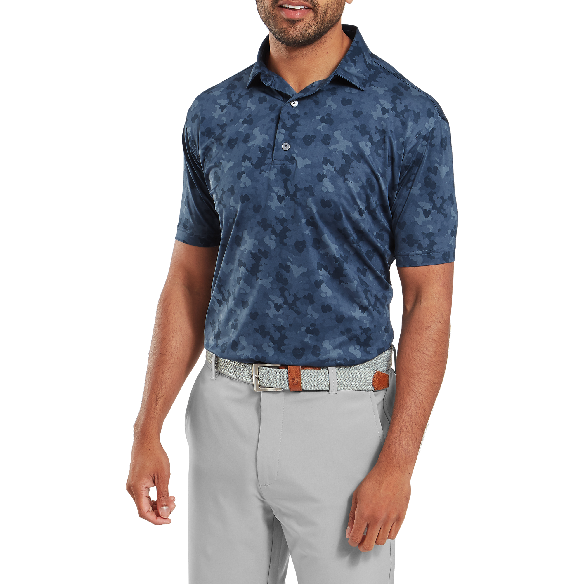 Polo en fil d'Ecosse imprim&eacute; camouflage