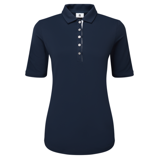 Polo en fil d&#39;Ecosse &agrave; 1/2 manches fronc&eacute;es