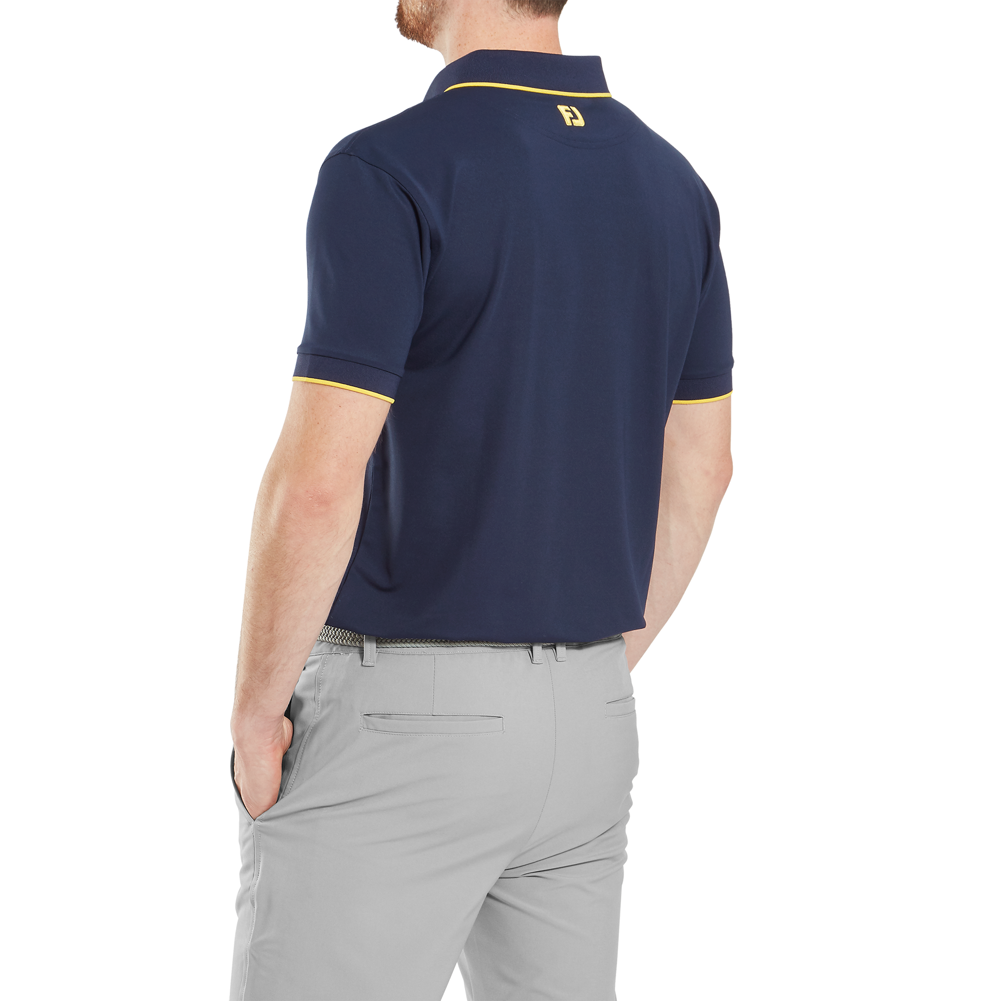 Polo piqu&eacute; uni avec rayure sur le col