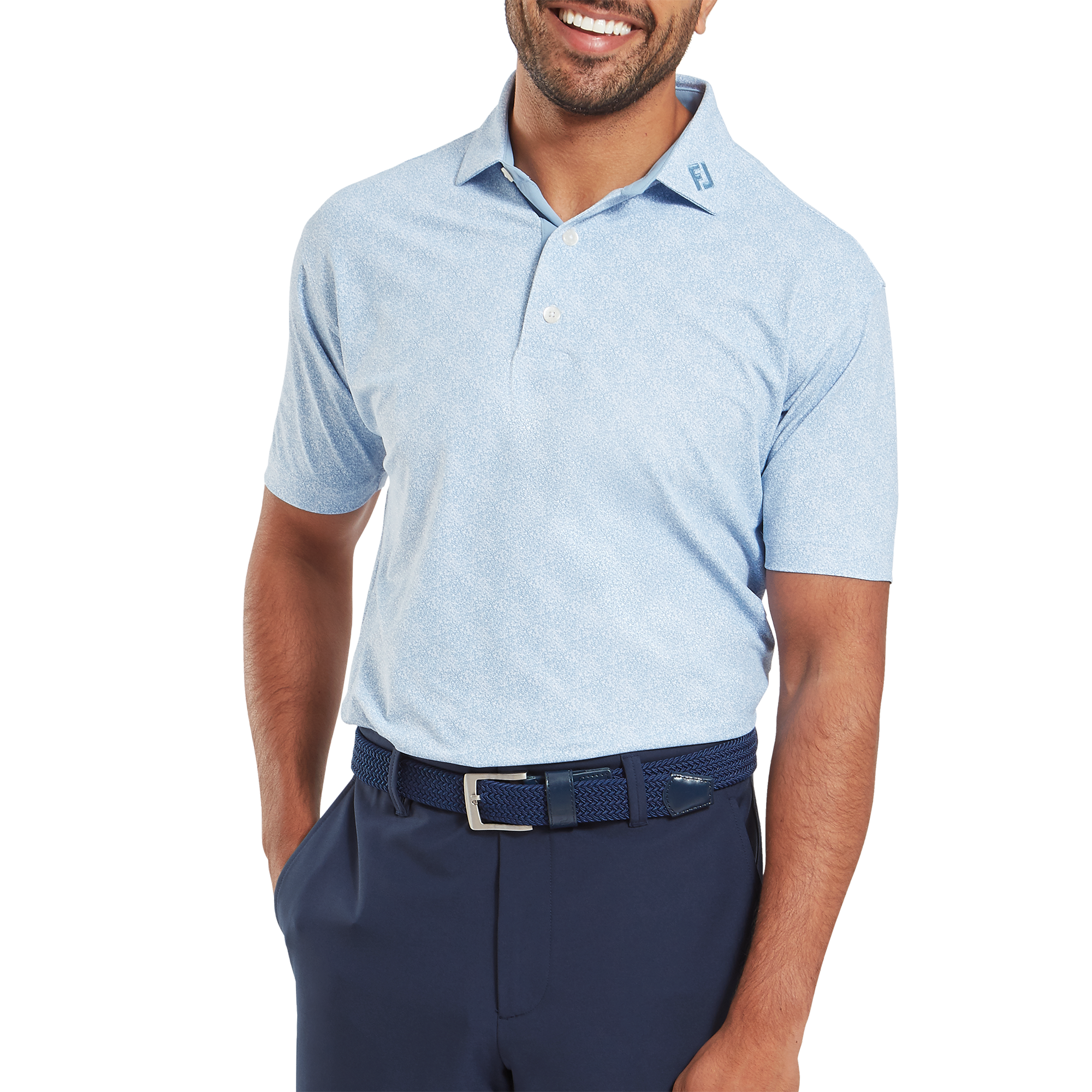 Polo en fil d'Ecosse impression mouchet&eacute;e