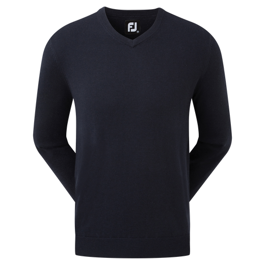 Wollmischpullover mit V-Kragen