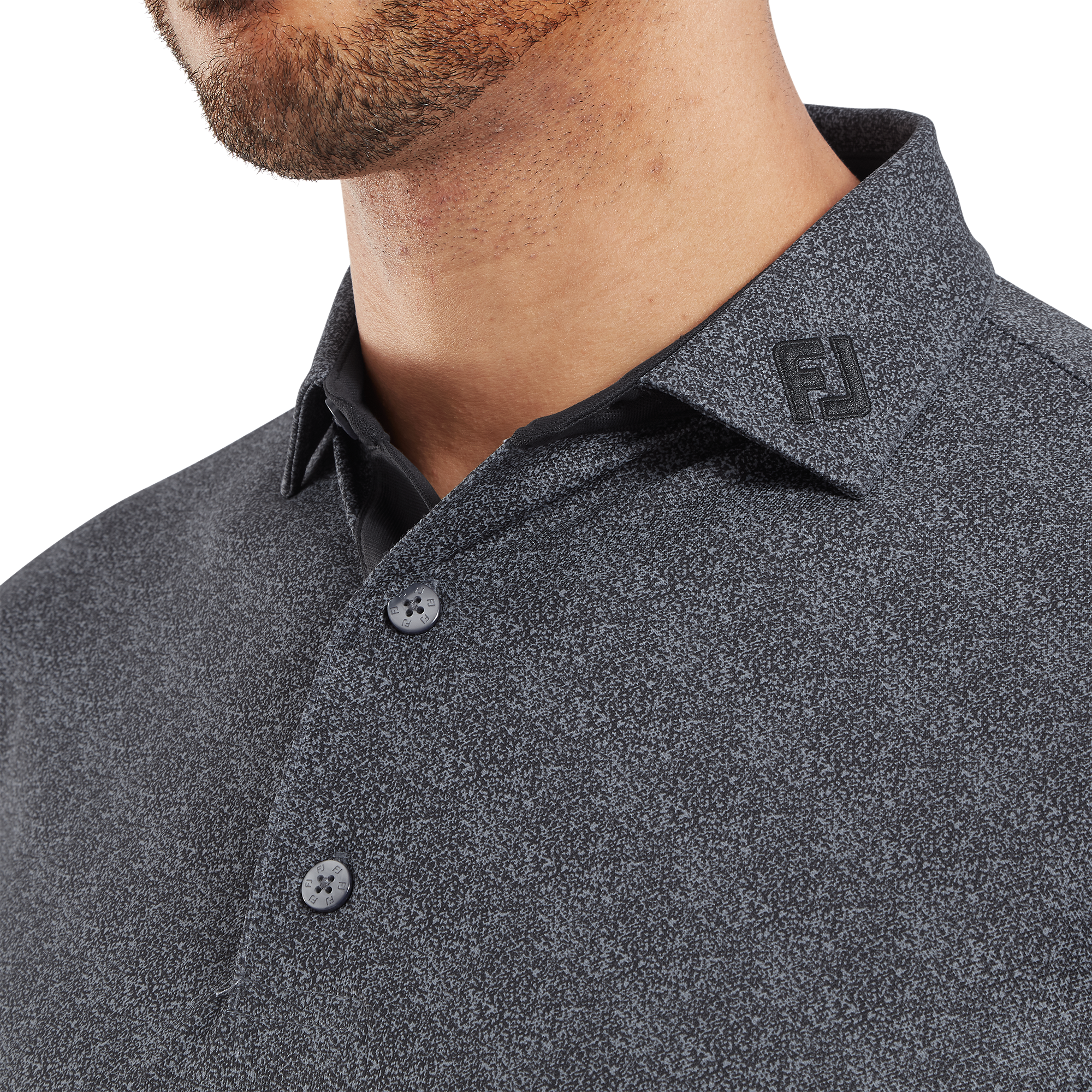 Polo en fil d'Ecosse impression mouchet&eacute;e