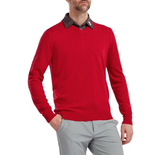 Pullover Col V Mélange de Laine